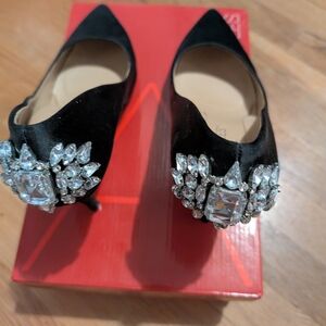 COPY - AEROSOLES Black Heels with Crystal Embellishments